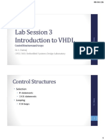Lab Session 3 Introduction To VHDL: Control Structures
