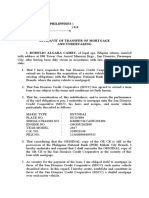 Republic of The Philippines) Paranaque City) S.S X - X Affidavit of Transfer of Mortgage and Undertaking