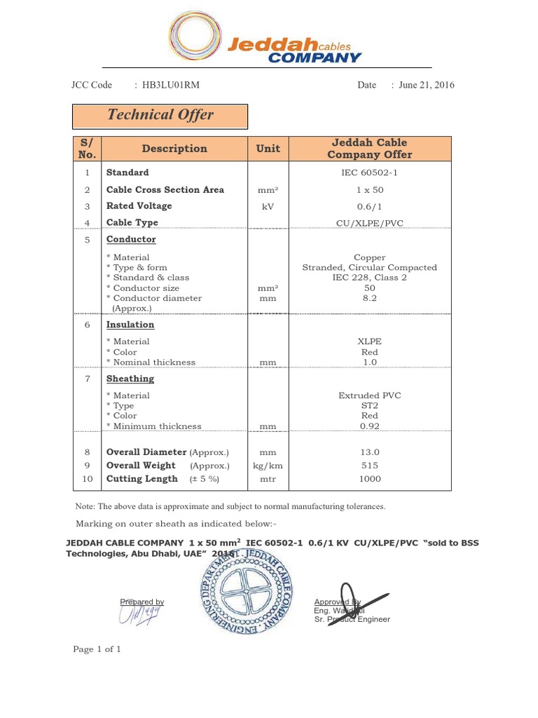 Jeddah Cable Cu Xlpe-Pvc | PDF | Electrical Conductor | Insulator ...