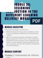 Module 3A: Designing Instruction in The Different Learning Delivery Modalities