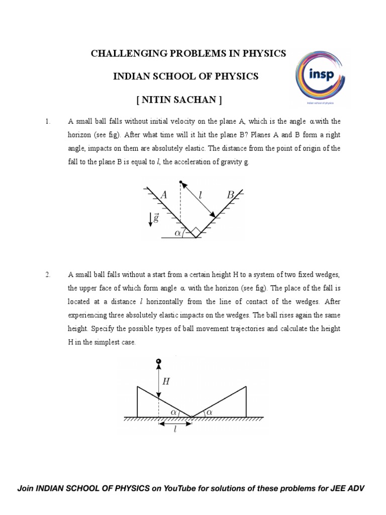 Challenging Physics Problems PDF | PDF | Force | Angle