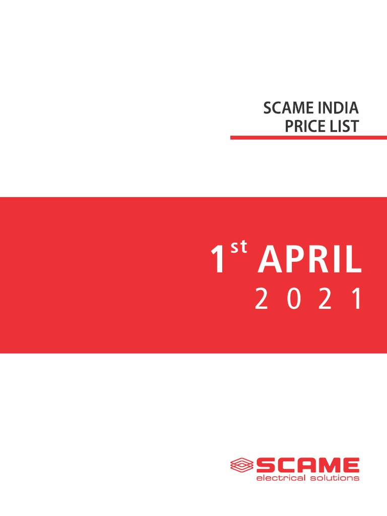 SCAME India Price List 2021 PDF Equipment Electrical Engineering