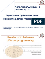 Mathematical Programming - 2 Sessions-2 (CO1) Topic-Convex Optimization, Conic Programming, Linear Programming (LP)