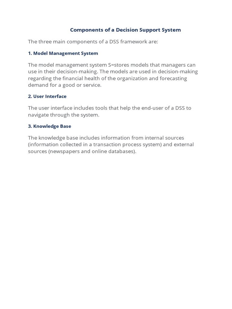 Key Components of Decision Support Systems | PDF | Computers