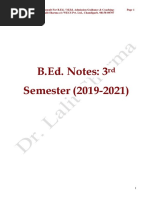 3rd Semester B.Ed. Notes