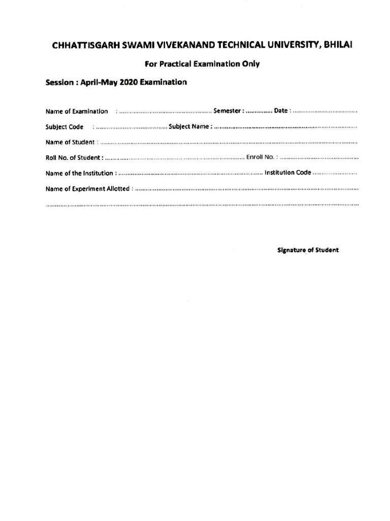 Practical Front Page | PDF