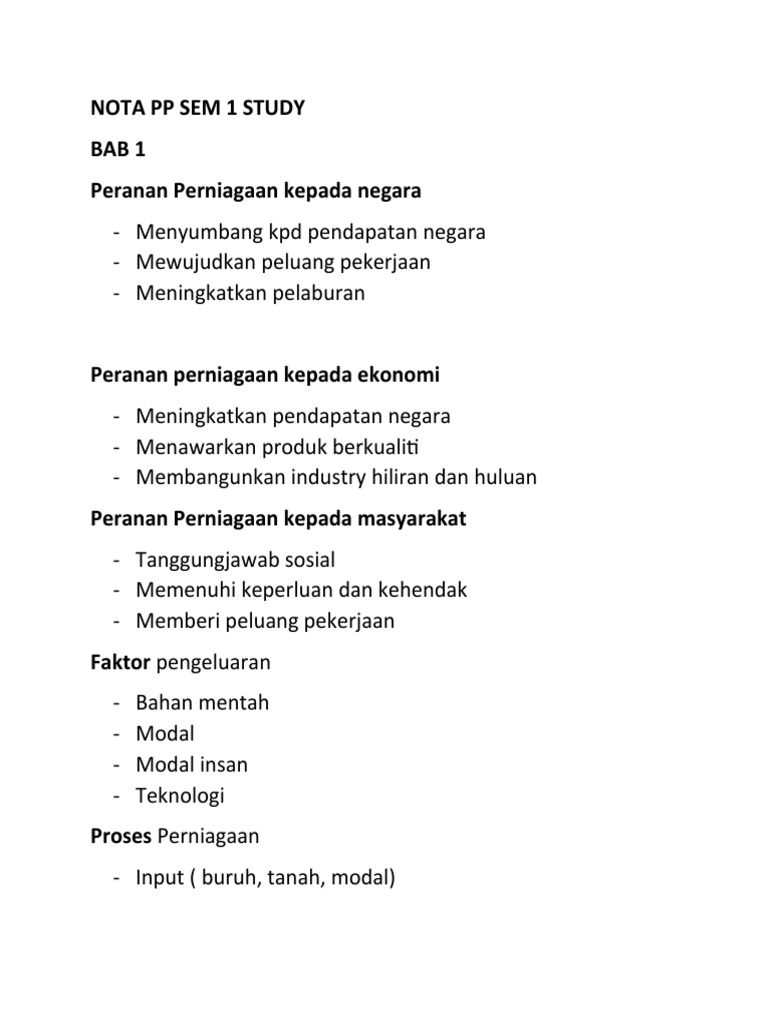 Nota PP Sem 1 Study | PDF