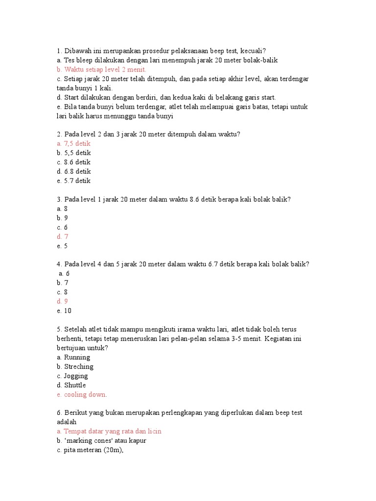 Penjaskes - Soal Beep Test | PDF