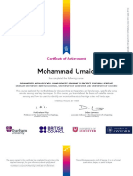 Mohammad Umaid: Certificate of Achievement