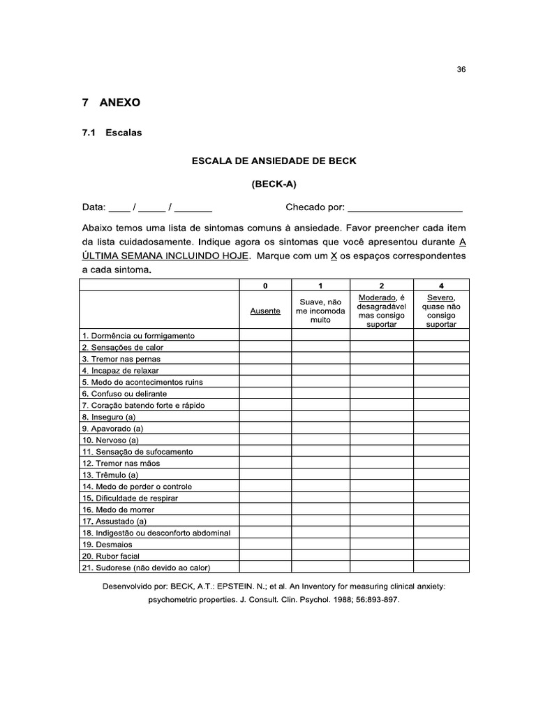 Escala de Ansiedade Beck BAI PDF