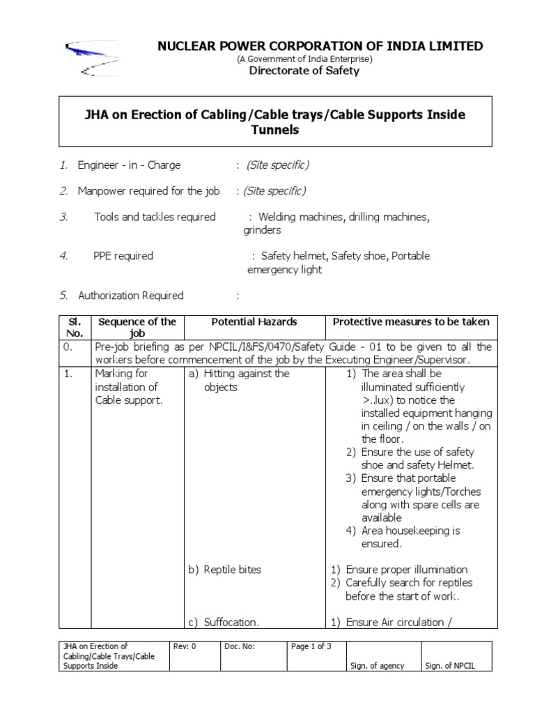 Safety Guidelines for Cable Installation | PDF | Personal Protective ...