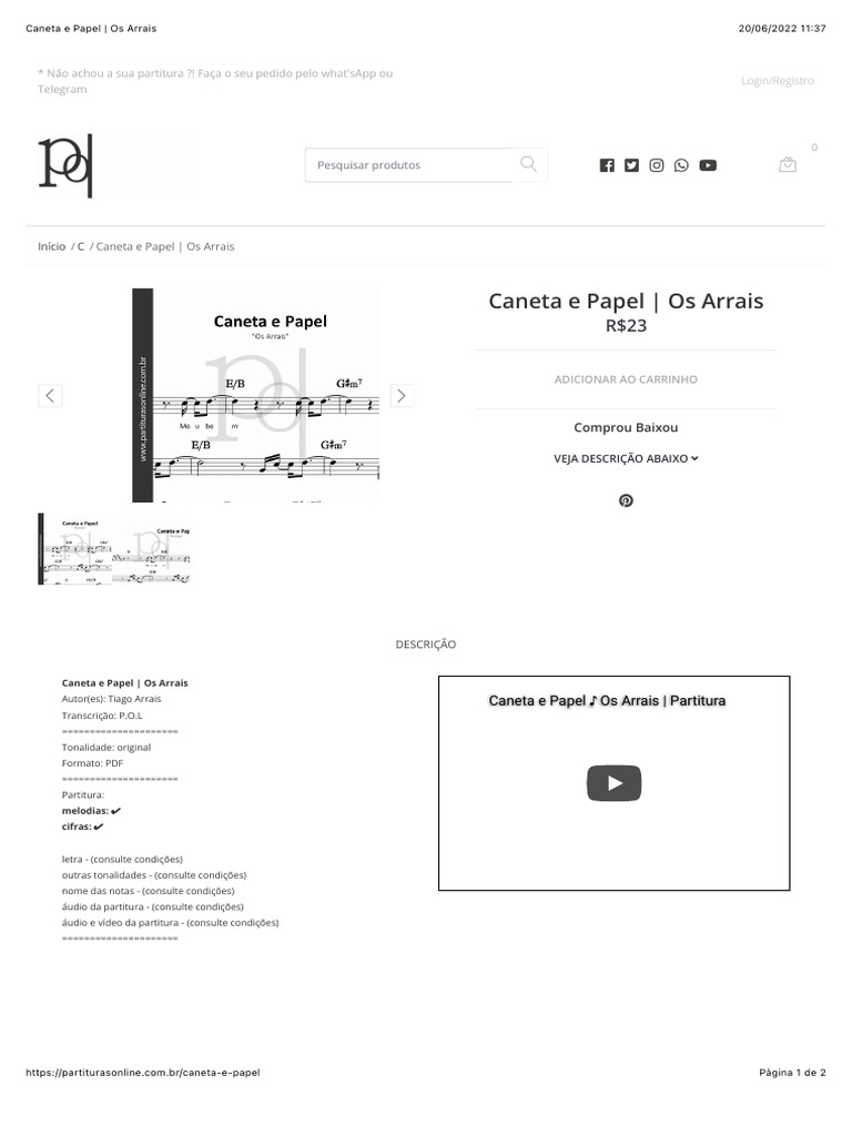 Caneta e Papel - Os Arrais | PDF