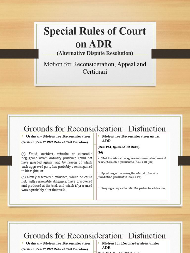 Special Rules of Court On ADR Motion For Reconsideration Download