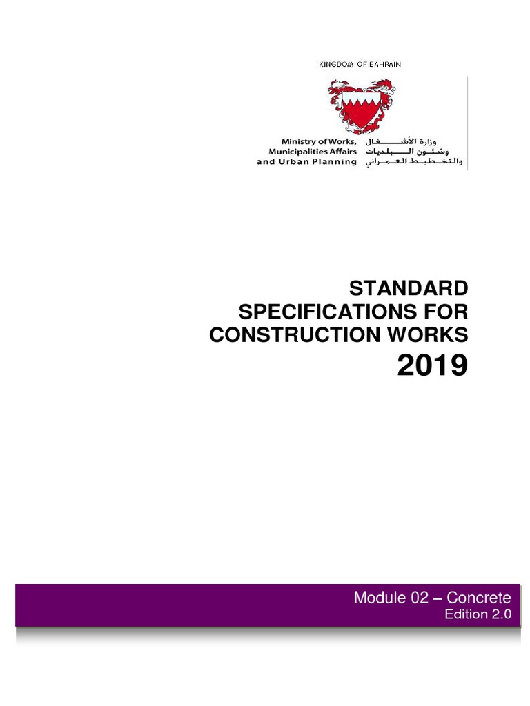 Mod. 02 - Standard Specifications For Construction Works 2019 | PDF ...