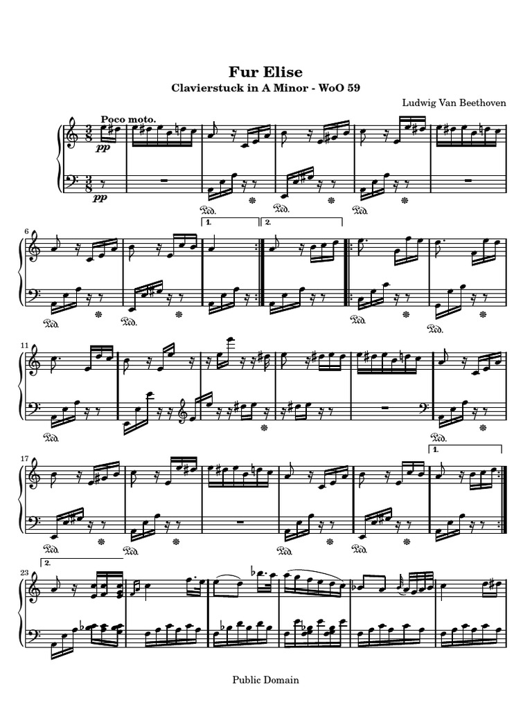Fur Elise Piano Sheet Music PDF | PDF | Musical Compositions