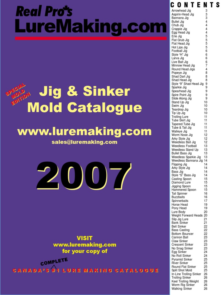 Jig & Sinker Mold Catalogue: Visit For Your Copy of, PDF, Fish And Humans