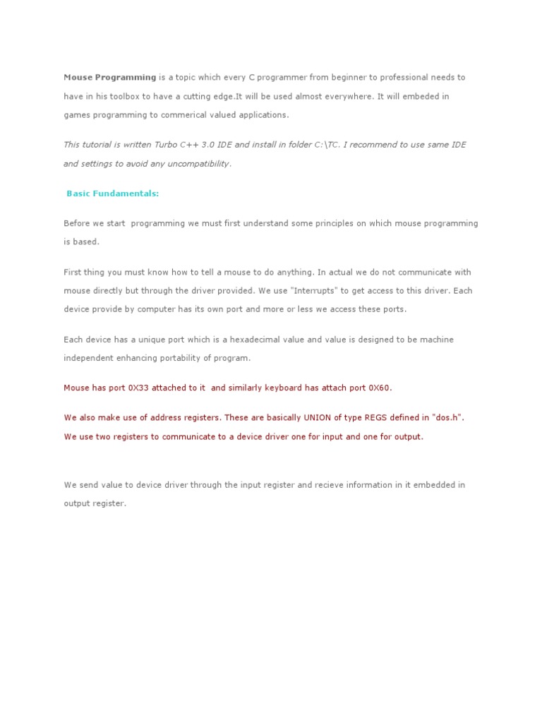 Mouse Programing C++ | PDF | Device Driver | C (Programming Language)
