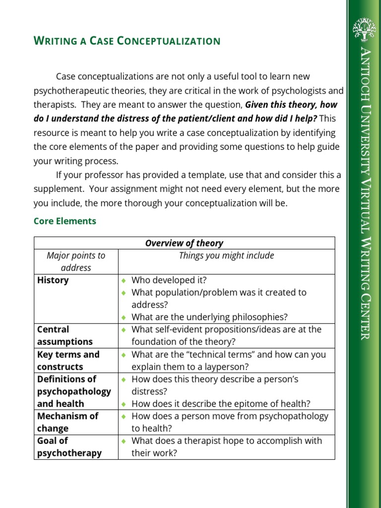 Writing Effective Case Conceptualizations | PDF | Psychotherapy | Theory