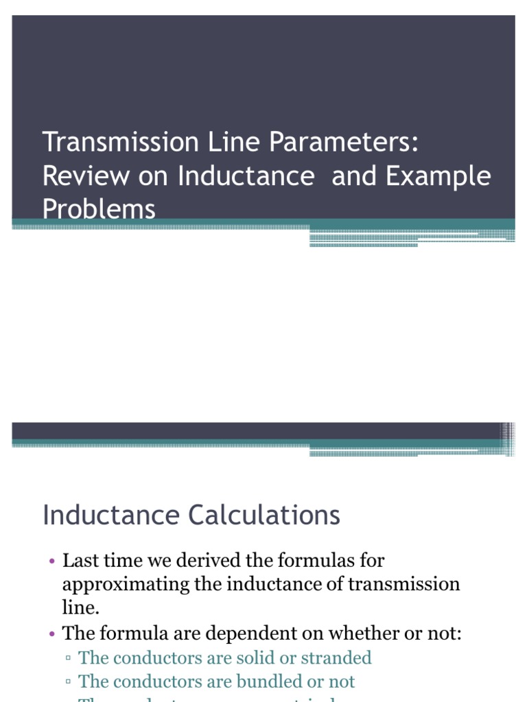 Transmission Line Parameters PDF Inductance Differential Equations