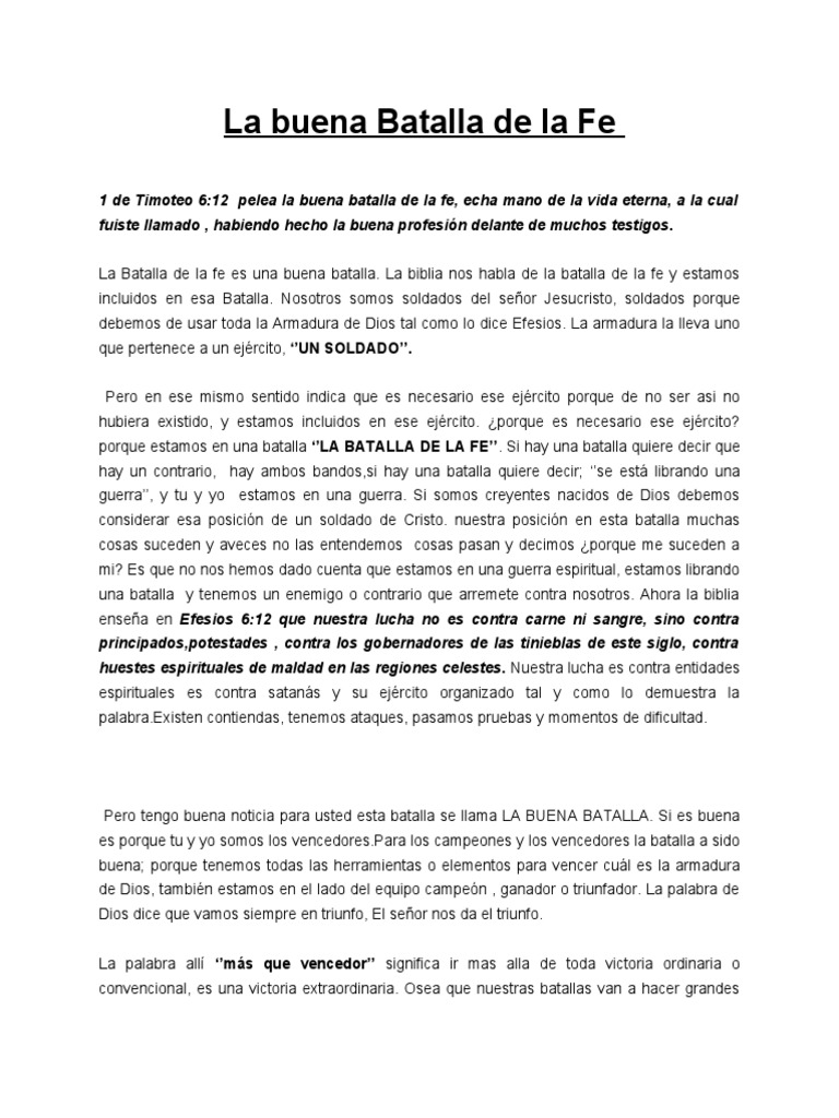 La Buena Batalla de la Fe | PDF | Fe | Cristo (título)