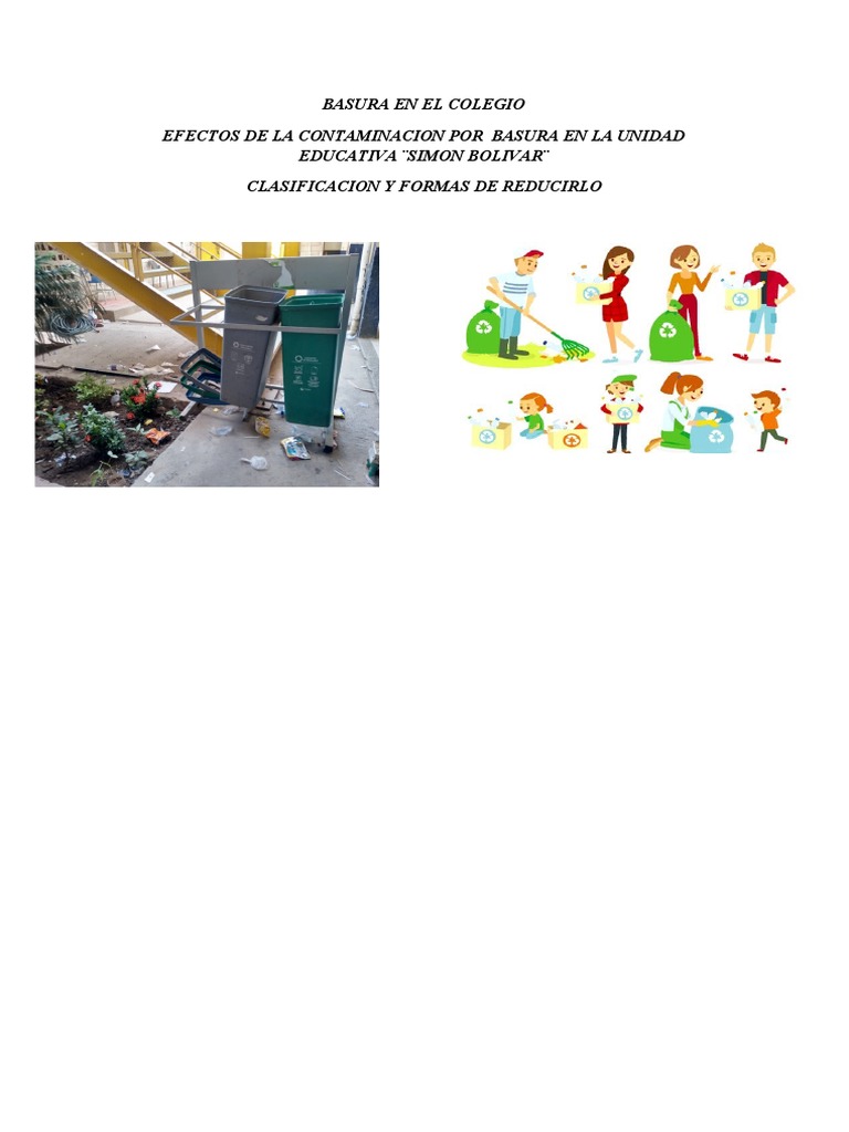 Reducción de Basura en el Colegio | PDF | Residuos | Contaminación