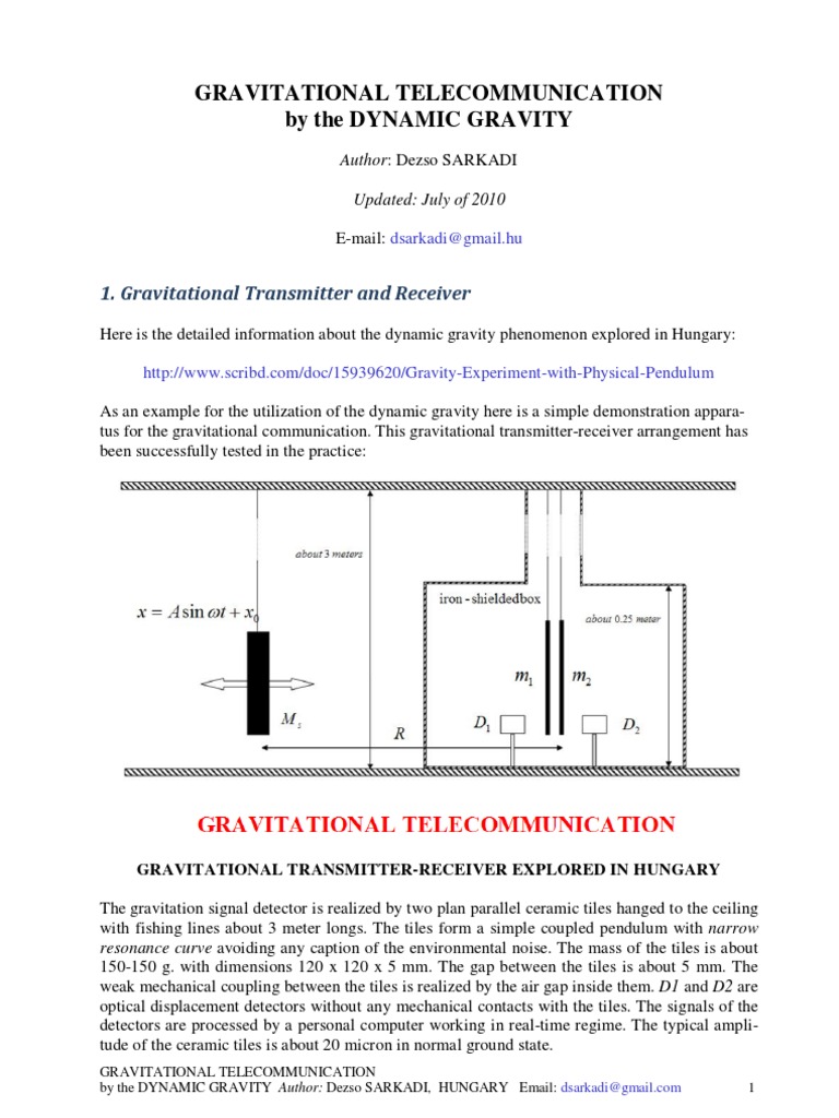Gravitational Communication With Dynamic Gravity Laboratory ...