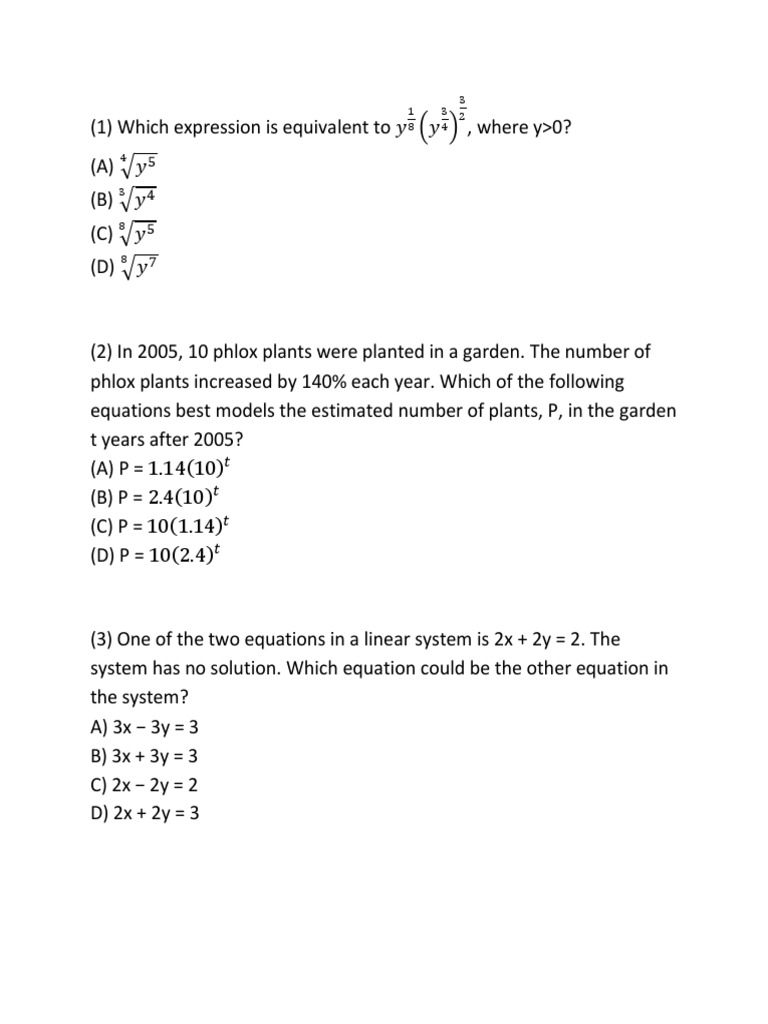 SAT Mock Test Practice Questions | PDF