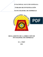 Reglamento Dirección de Incubadora de Empresas