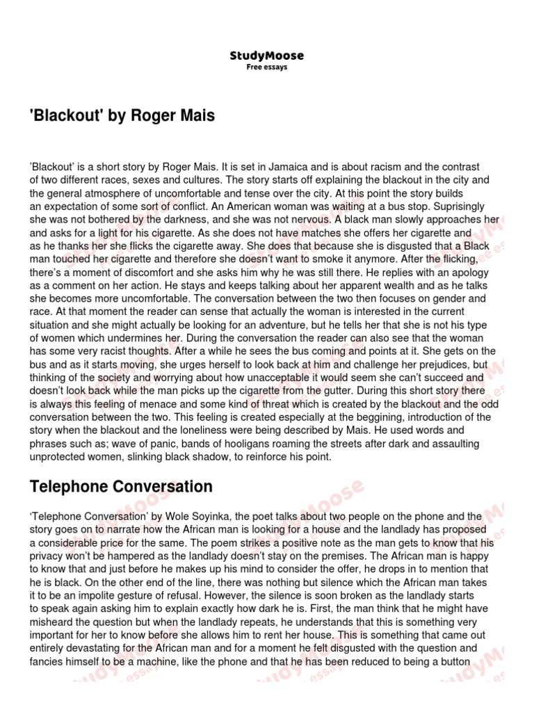 Blackout by Roger Mais PDF Thought