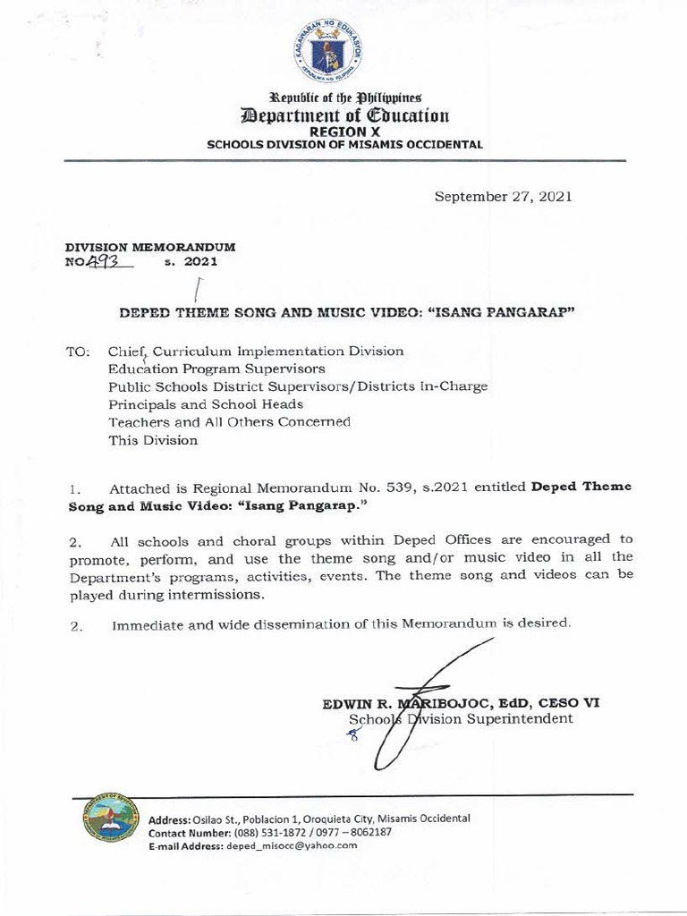 DepED Mis Occ - DM.-493-S.-2021-DEPED-THEME-SONG-AND-MUSIC-VIDEO-ISANG ...