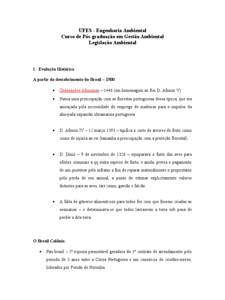 Evolução da Legislação Ambiental no Brasil | PDF | Brasil | Estado