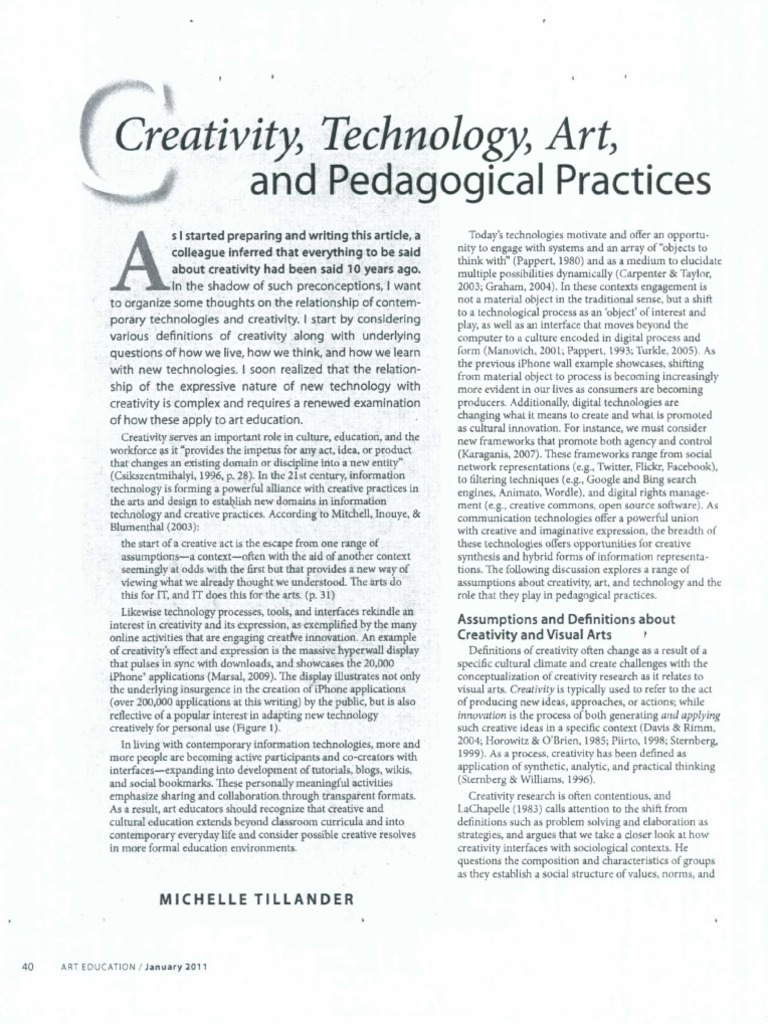 Creativity Technology And Art Pdf Creativity New Media
