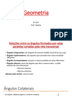 Ângulos Formados Por Duas Retas Paralelas e Cortados Por Uma Transversal