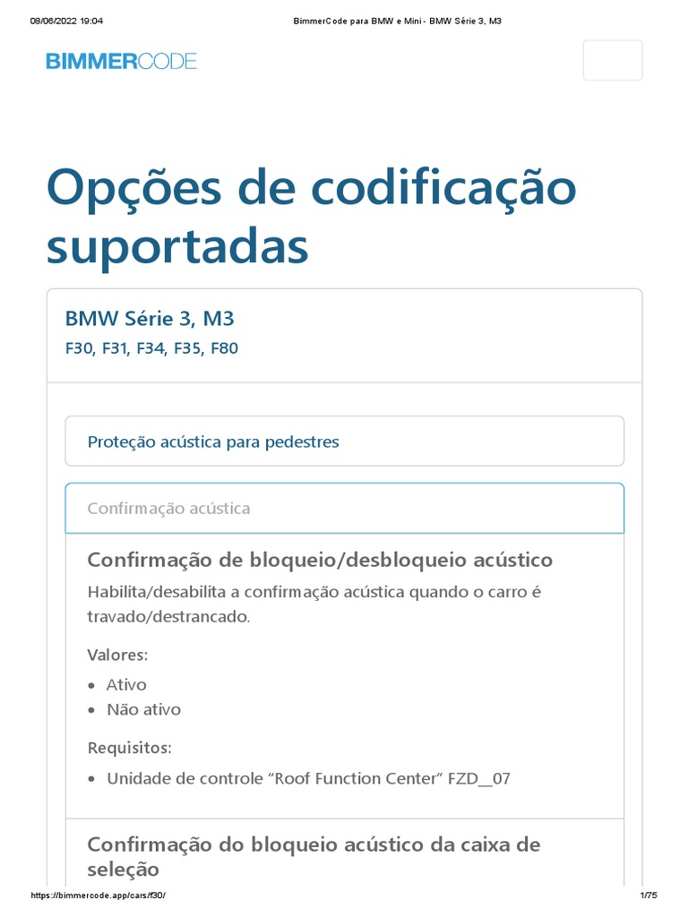 Codificação BimmerCode para BMW F30 | PDF | Ar condicionado | Som