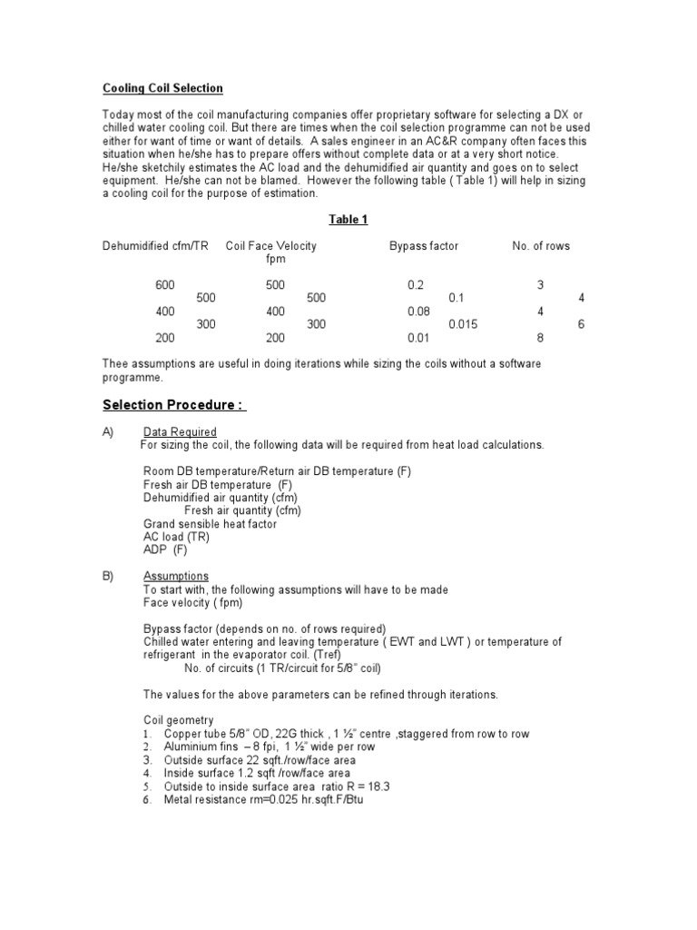 Cooling Coil Sizing and Selection Guide | PDF | Physical Chemistry ...
