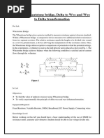 Lab 06: Wheatstone Bridge, Delta To Wye and Wye To Delta Transformation