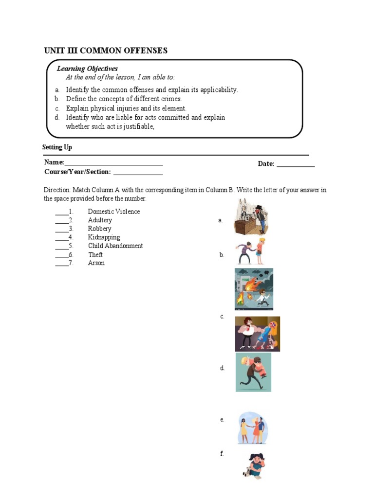 Unit Iii Common Offenses: at The End of The Lesson, I Am Able To | PDF ...