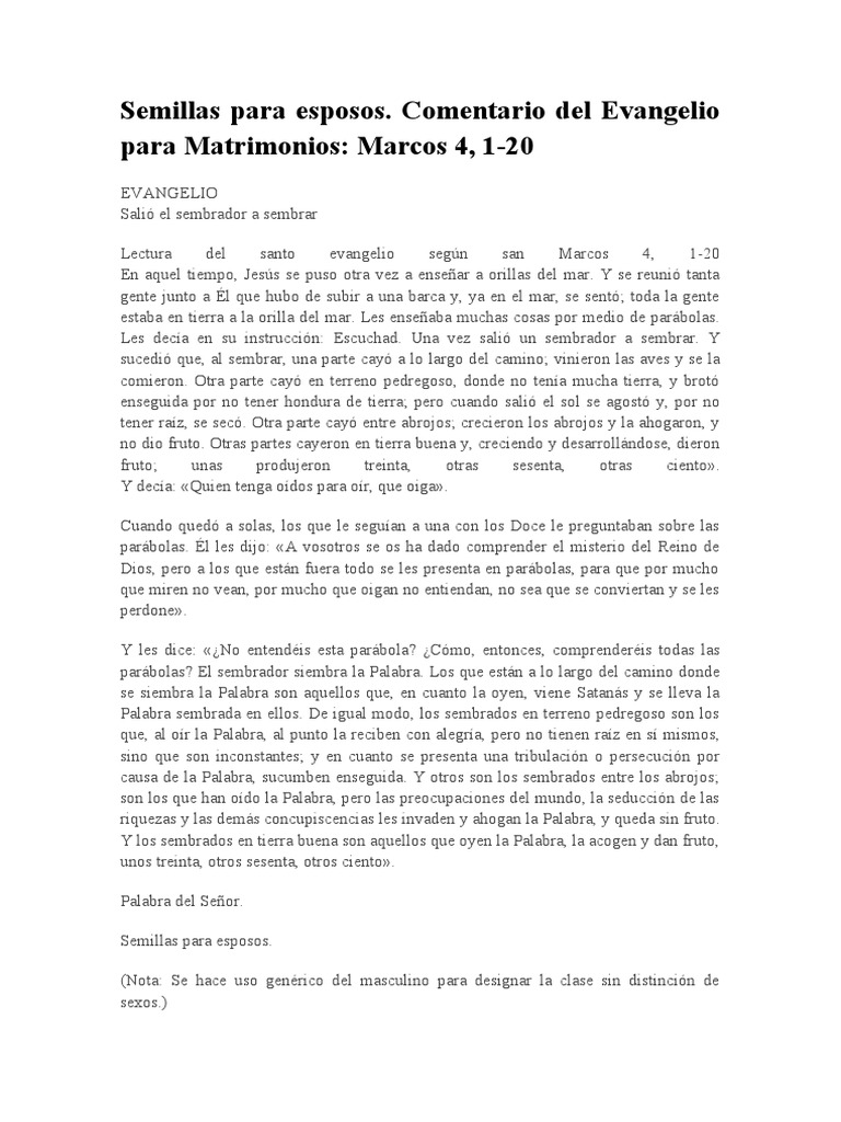 Sembrando amor en la tierra fértil del matrimonio | PDF | Parábolas de ...