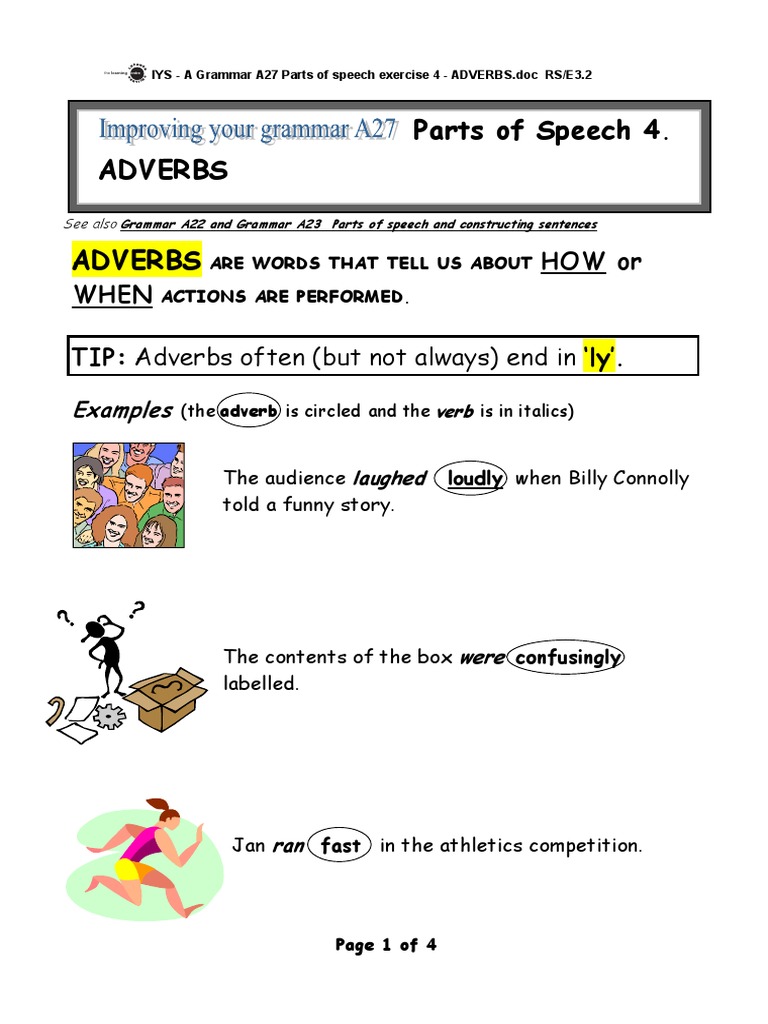 Adverb Exercises for Beginners | PDF | Adverb | Part Of Speech