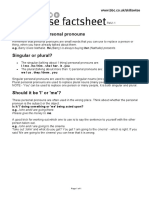 BBC Skillswise - Personal Pronouns - Factsheet 2 - Problems With Personal Pronouns