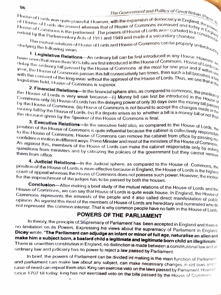 Functions and Roles of UK Parliament | PDF | Parliament | Cabinet ...