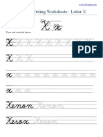 Cursive Writing Worksheets: Letter X: Trace and Write The Letters
