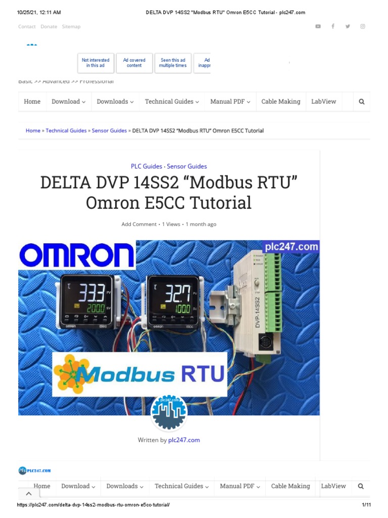 DELTA DVP 14SS2 - Modbus RTU - Omron E5CC Tutorial | PDF | Information ...