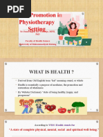 Health Promotion in Physiotherapy Setting