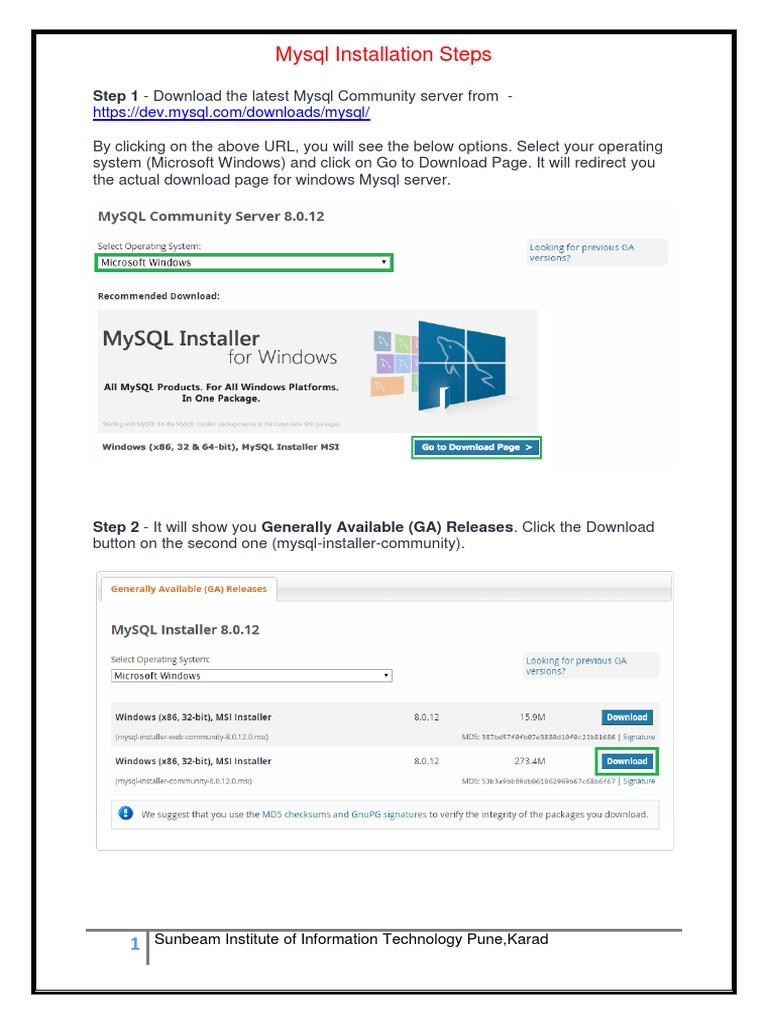Mysql Installation Steps: Step 1 - Download The Latest Mysql Community ...