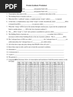 Protein Synthesis Worksheet