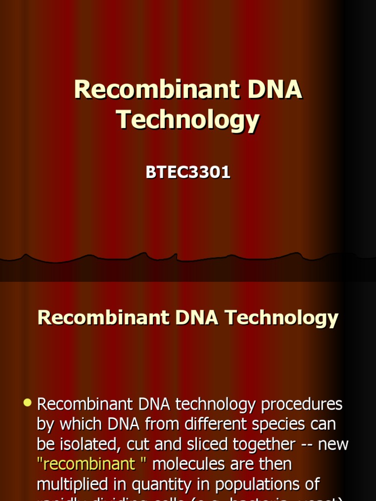 Chapter 3 Recombinant DNA Technology | PDF | Molecular Cloning | Plasmid