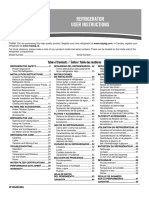 Refrigerator User Instructions: Table of Contents / Índice / Table Des Matières