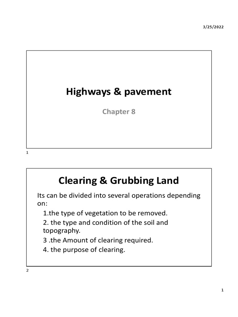 Clearing and Grubbing for Pavement Construction | PDF | Road Surface ...