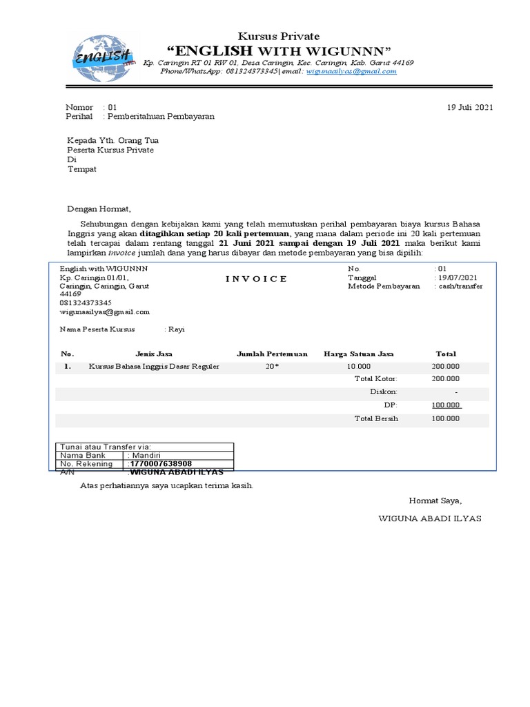 Surat Penagihan Dan Invoice | PDF